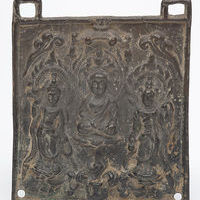 Плакетка с триадой. Будда, Авалокитешвара и Майтрейя. Барельеф.
